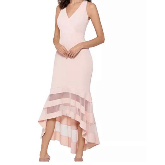 XSCAPE Illusion Stripe Mermaid Gown - Picture 2 of 16